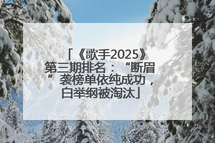 《歌手2025》第三期排名：“断眉”袭榜单依纯成功，白举纲被淘汰