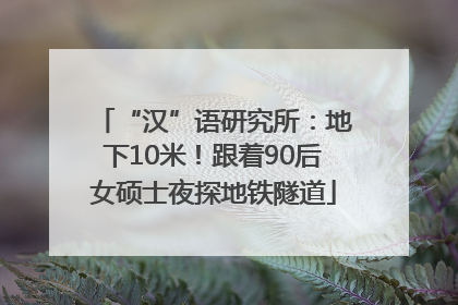 “汉”语研究所：地下10米！跟着90后女硕士夜探地铁隧道