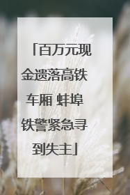 百万元现金遗落高铁车厢 蚌埠铁警紧急寻到失主