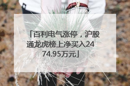 百利电气涨停，沪股通龙虎榜上净买入2474.95万元