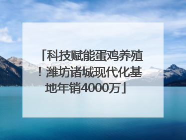 科技赋能蛋鸡养殖！潍坊诸城现代化基地年销4000万