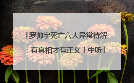 罗帅宇死亡六大异常待解：有真相才有正义丨中听