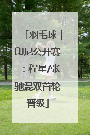 羽毛球｜印尼公开赛：程星/张驰混双首轮晋级