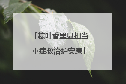 粽叶香里显担当 重症救治护安康