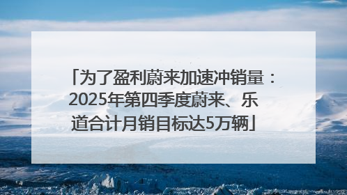 为了盈利蔚来加速冲销量：2025年第四季度蔚来、乐道合计月销目标达5万辆