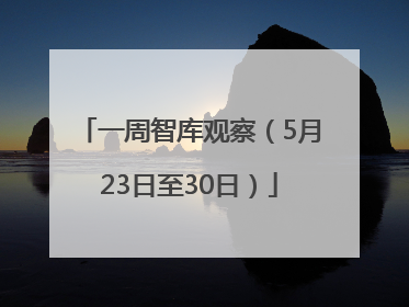 一周智库观察（5月23日至30日）