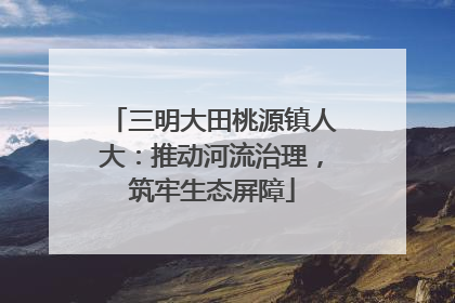 三明大田桃源镇人大：推动河流治理，筑牢生态屏障