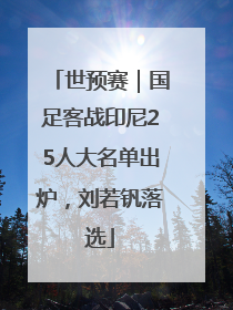 世预赛｜国足客战印尼25人大名单出炉，刘若钒落选