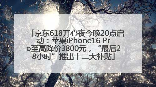 京东618开心夜今晚20点启动：苹果iPhone16 Pro至高降价3800元，“最后28小时”推出十二大补贴