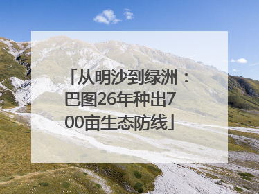 从明沙到绿洲：巴图26年种出700亩生态防线