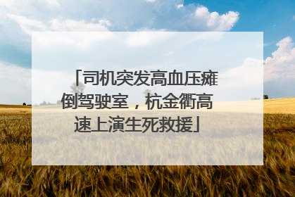司机突发高血压瘫倒驾驶室，杭金衢高速上演生死救援