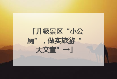 升级景区“小公厕”，做实旅游“大文章”→