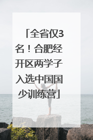 全省仅3名！合肥经开区两学子入选中国国少训练营