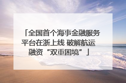 全国首个海事金融服务平台在浙上线 破解航运融资“双重困境”