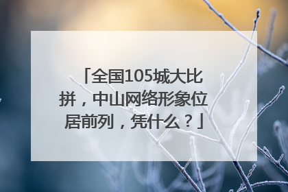 全国105城大比拼，中山网络形象位居前列，凭什么？