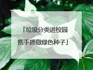 垃圾分类进校园 携手播撒绿色种子