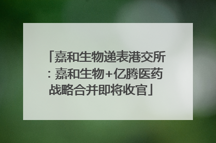 嘉和生物递表港交所：嘉和生物+亿腾医药战略合并即将收官