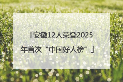 安徽12人荣登2025年首次“中国好人榜”