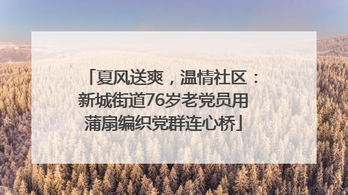 夏风送爽，温情社区：新城街道76岁老党员用蒲扇编织党群连心桥