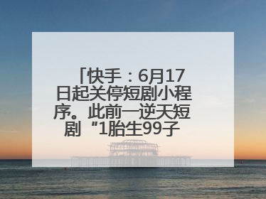 快手：6月17日起关停短剧小程序。此前一逆天短剧“1胎生99子”被全网下架