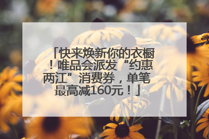 快来焕新你的衣橱！唯品会派发“约惠两江”消费券，单笔最高减160元！