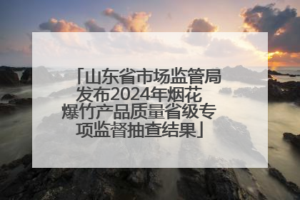 山东省市场监管局发布2024年烟花爆竹产品质量省级专项监督抽查结果