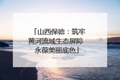 山西保德：筑牢黄河流域生态屏障 永葆美丽底色
