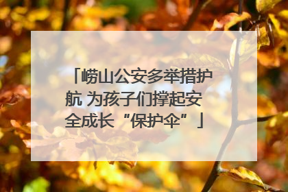 崂山公安多举措护航 为孩子们撑起安全成长“保护伞”