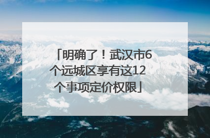 明确了！武汉市6个远城区享有这12个事项定价权限