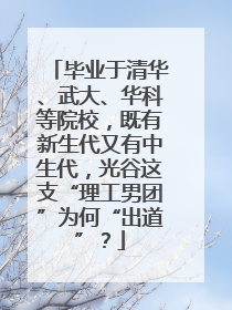毕业于清华、武大、华科等院校，既有新生代又有中生代，光谷这支“理工男团”为何“出道”？