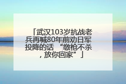 武汉103岁抗战老兵再喊80年前劝日军投降的话 “缴枪不杀，放你回家”