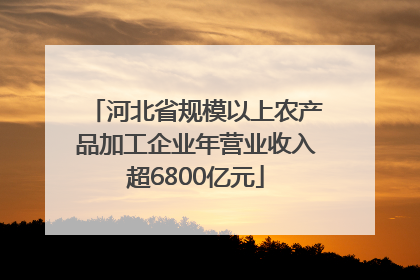 河北省规模以上农产品加工企业年营业收入超6800亿元