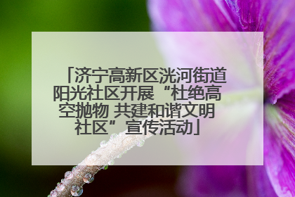 济宁高新区洸河街道阳光社区开展“杜绝高空抛物 共建和谐文明社区”宣传活动