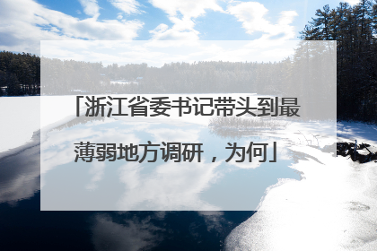 浙江省委书记带头到最薄弱地方调研，为何