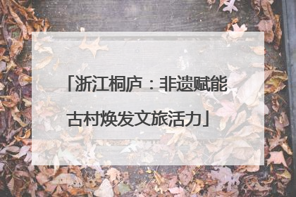 浙江桐庐：非遗赋能古村焕发文旅活力