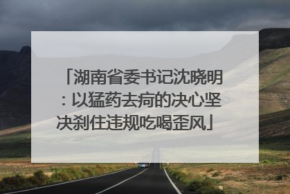 湖南省委书记沈晓明:以猛药去疴的决心坚决刹住违规吃喝歪风