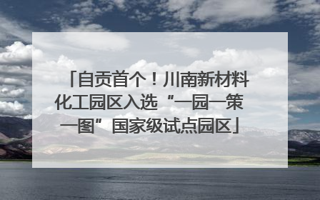 自贡首个！川南新材料化工园区入选“一园一策一图”国家级试点园区