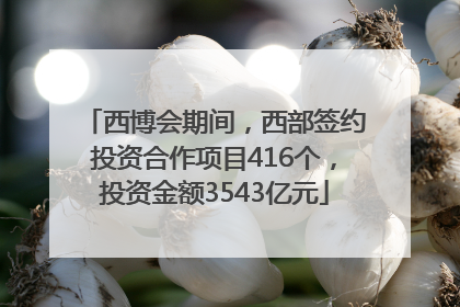 西博会期间，西部签约投资合作项目416个，投资金额3543亿元