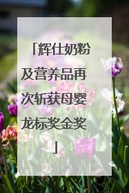 辉仕奶粉及营养品再次斩获母婴龙标奖金奖