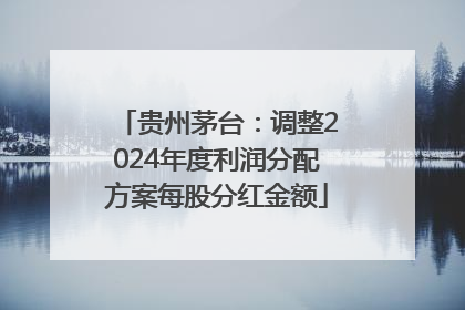 贵州茅台：调整2024年度利润分配方案每股分红金额