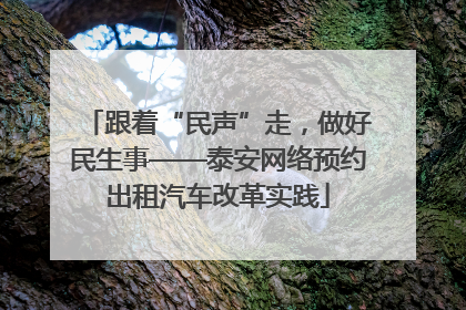 跟着“民声”走，做好民生事——泰安网络预约出租汽车改革实践