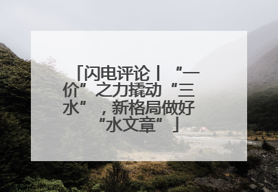 闪电评论丨“一价”之力撬动“三水”，新格局做好“水文章”