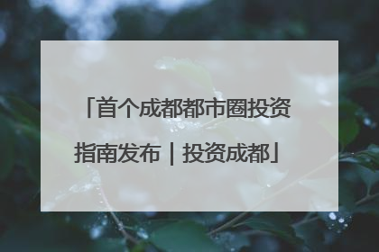 首个成都都市圈投资指南发布｜投资成都