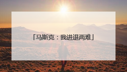 马斯克：我进退两难