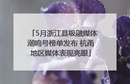 5月浙江县级融媒体潮鸣号榜单发布 杭甬地区媒体表现亮眼