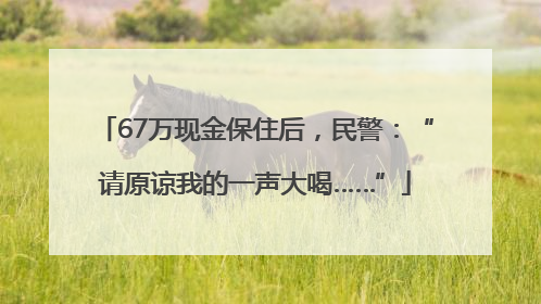 67万现金保住后，民警：“请原谅我的一声大喝……”