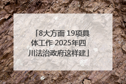8大方面 19项具体工作 2025年四川法治政府这样建